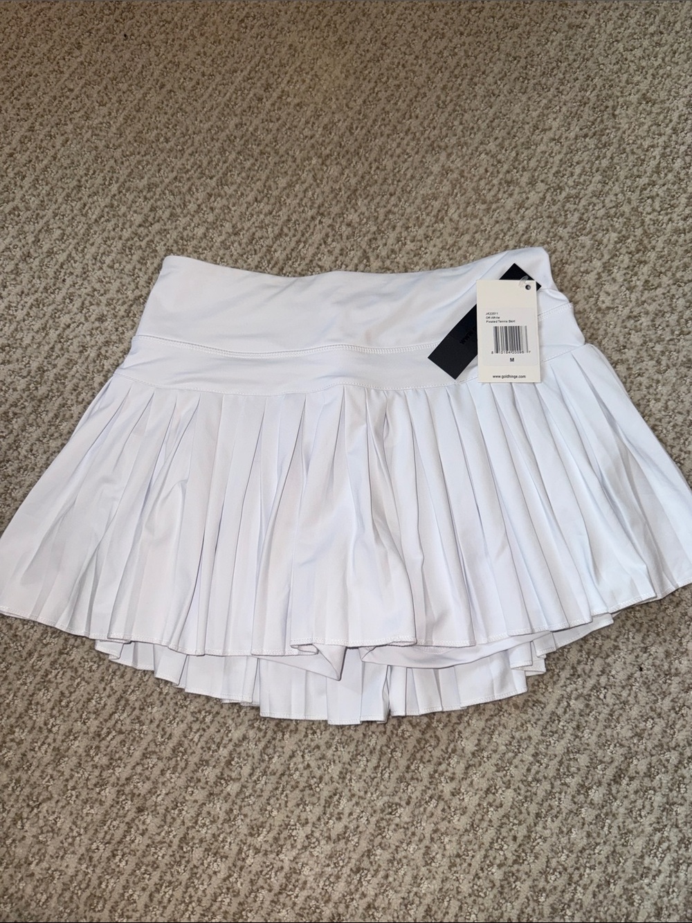 Gold Hinge White Pleated Tennis Skirt